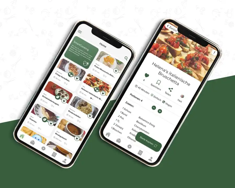 SmartCooking app interface showing recipe discovery features